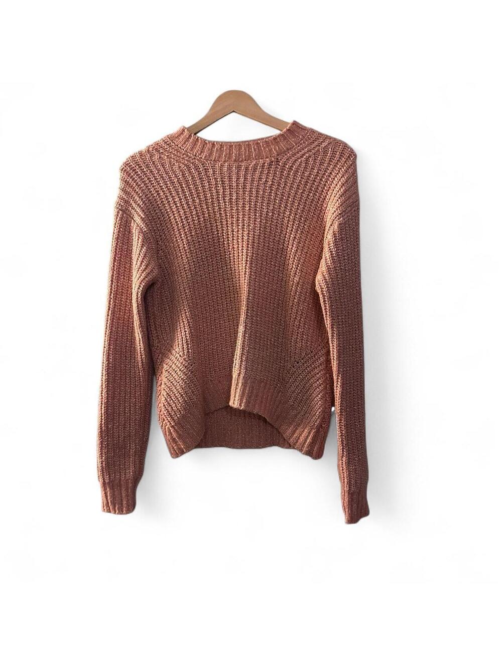 Faherty Dusty Rose Chunky Ribbed Knit Sweater XS Cotton Blend - over sized